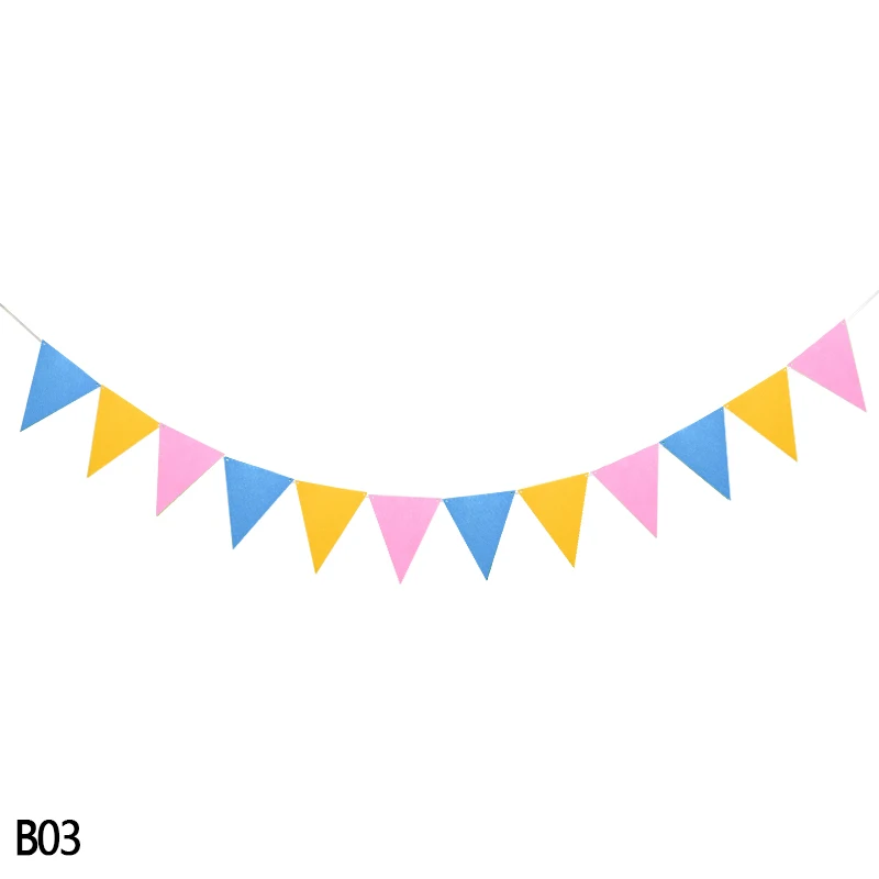 B03 12 флагов, многоцветная фетровая гирлянда, Вымпел, бандаж, баннер для свадебной вечеринки, детский душ, настенная гирлянда, Декор, поставка 8z - Цвет: B03