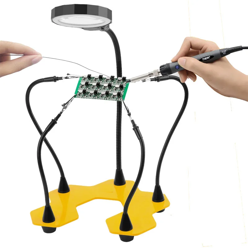 Third Hand паяльная Лупа светодиодный USB Настольный увеличительное стекло с подсветкой помогая подставка сварочный Набор для ремонта плат вспомогательные инструменты
