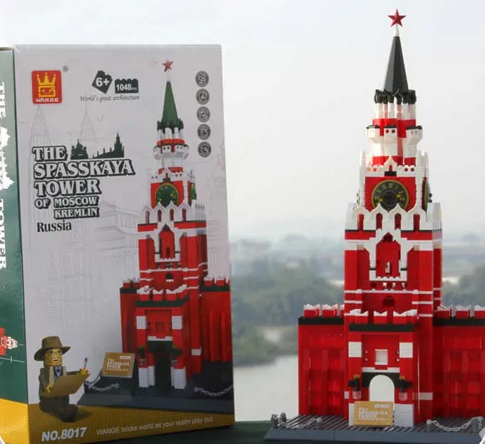 8017 Спасская башня Кремля знаменитые строительные кирпичные Блоки Игрушки