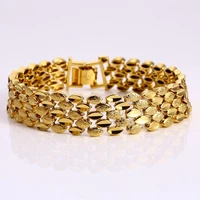 charm bracelet yellow gold filled solid womens or mens link chain 7 48 13mm unisex jewelry