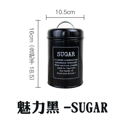 Sugar black Нержавеющая сталь Герметичные банки для хранения чая Caddy двойная крышка канистра коробка сахара конфеты кофе еда Канистра закуска бак - Цвет: Sugar black