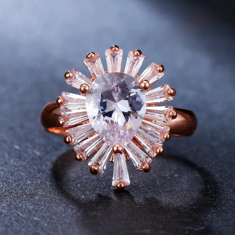 Emmaya Brand Fashion Simple Charm Two Colors AAA Cubic Zircon Water Drop Rings For Women Popular Jewelry Wedding Party Gift | Украшения и