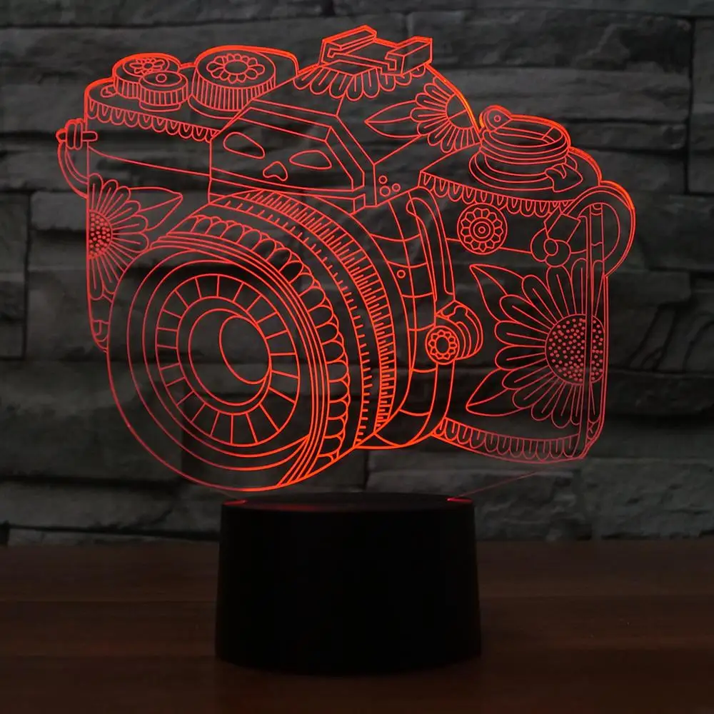 Новинка 3D лампа с камерой иллюзия светодиодная USB сенсорный RGB 7 цветов