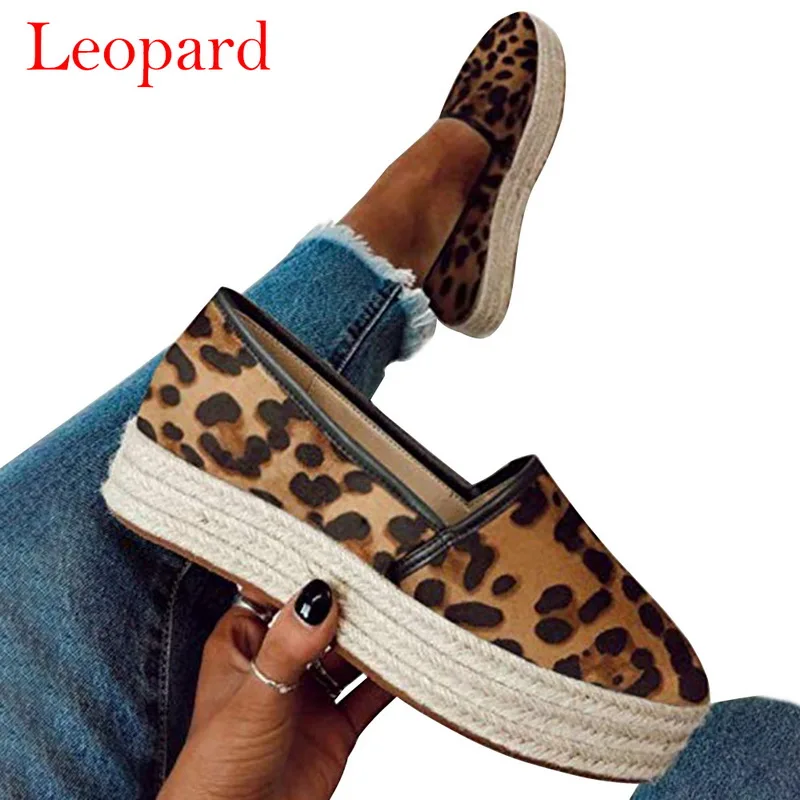 leopard WENYUJH/Эспадрильи из искусственной замши; повседневные лоферы; женская обувь на плоской подошве; Новинка года; женские балетки на плоской подошве; zapatos mujer - Цвет: leopard