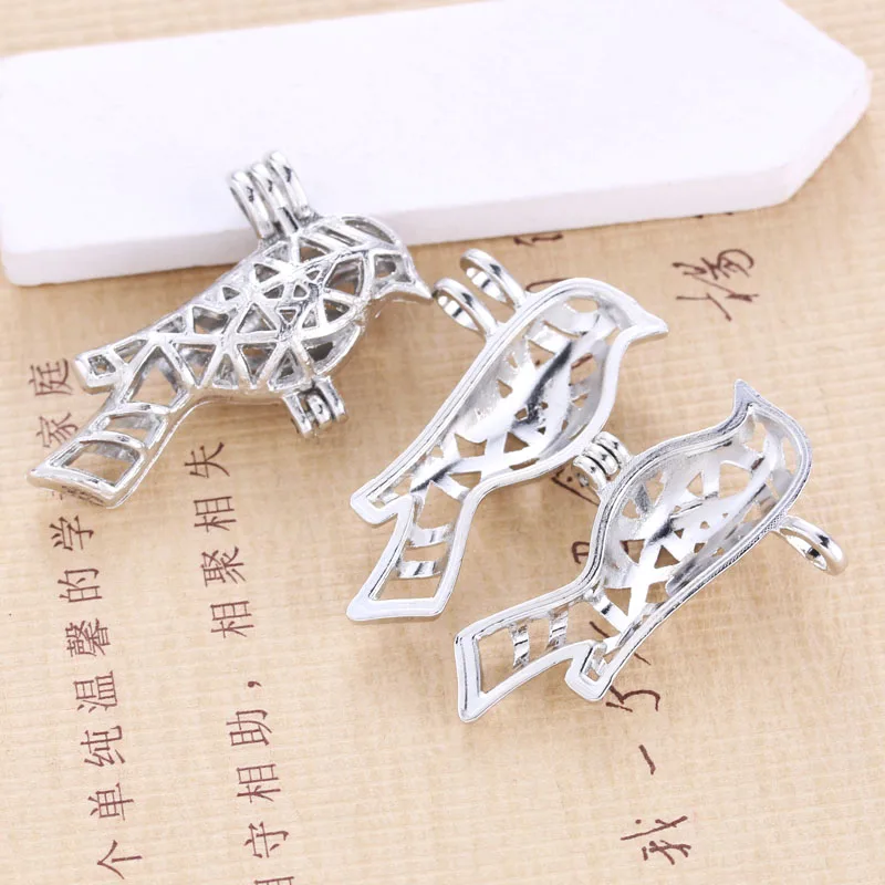 6pcs Bright bird Pearl Cage Jewelry Making Bead Pendant Aroma Essential Oil Diffuser Locket For Oyster | Украшения и аксессуары