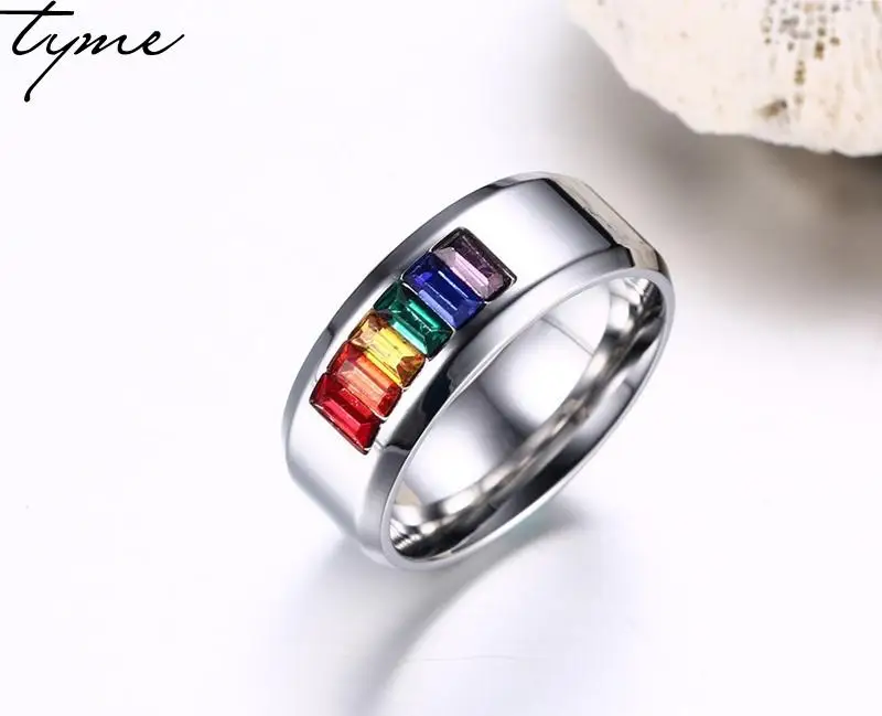 Titanium Steel colorful love Ring for woman man Wholesale Rainbow Jewelry Inlaid Micro Foreign Trade Jewellery gift | Украшения и