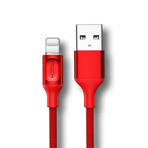 Обновленный usb-кабель ROCK с автоматическим отключением для iPhone X, 8, 7, 6, 2.1A светодиодный светильник, usb-кабель для быстрой зарядки iPhone, зарядное устройство, синхронизация данных - Цвет: Red