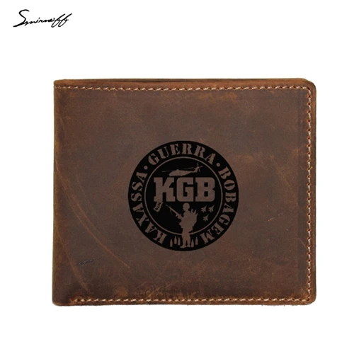 style 1 wallet Мужской кошелек из натуральной кожи с гравировкой логотипа Советского Союза KGB, небольшой кошелек с карманом для монет, Винтажный Мужской кошелек - Цвет: style 1 wallet