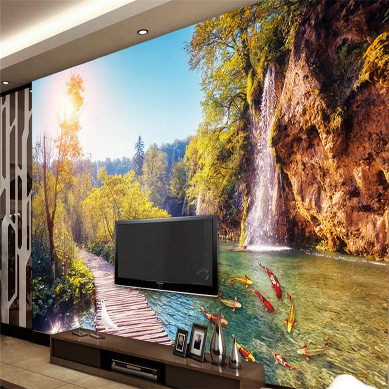 Обои beibehang 3D Наклейка на стену HD уличная красота винтажный деревянный мост