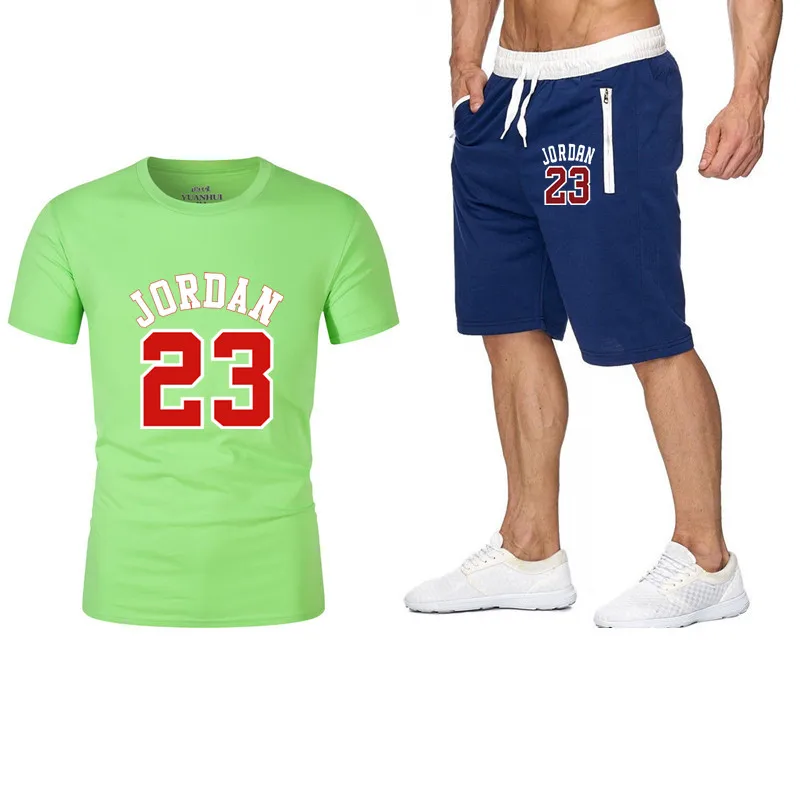 as photo Комплект из двух предметов, мужская одежда jordan 23, футболка, шорты, летний короткий комплект, спортивный костюм, мужской спортивный костюм, спортивный костюм для бега, баскетбольная майка - Цвет: as photo