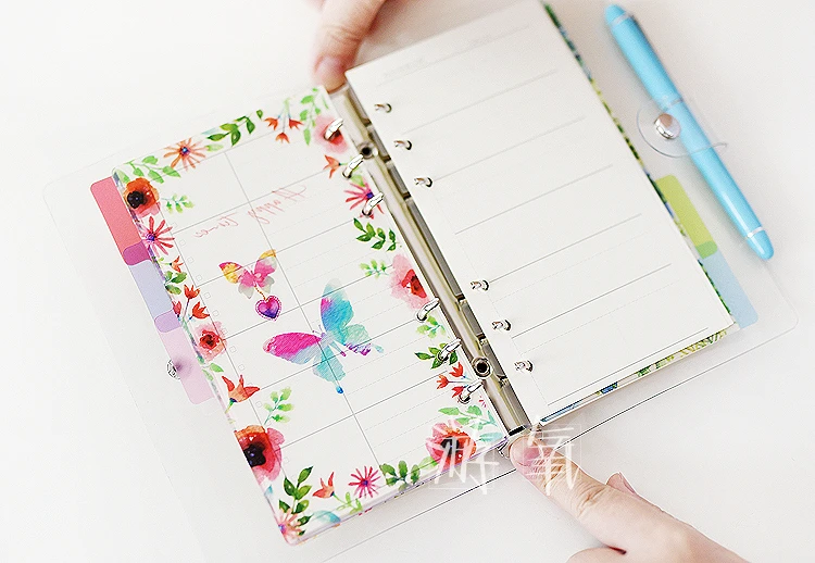 K& KBOOK Kawaii, прозрачный блокнот из ПВХ, дневник, милый весенний спиральный блокнот, A5, A6, A7, планировщик, органайзер, личный блокнот