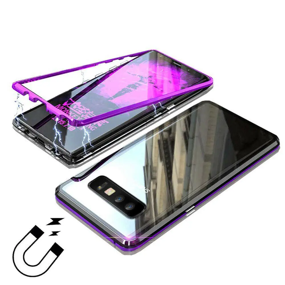 Purple Black Роскошный металлический корпус чехол для телефона Магнитный для samsung Galaxy S10 S9 S8 Plus чехол S10e Note 8 для samsung Note 9 чехол - Цвет: Purple Black