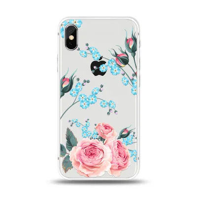 Ультра тонкий прозрачный чехол для телефона iPhone XS MAX XR X 8 7 6 6s Plus цветной цветочный