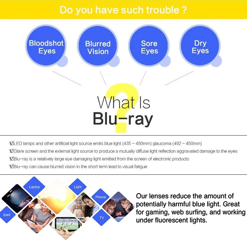1.56 1.61 1.67(-10+10)Anti Blue light Prescription Optical Glasses lenses Myopia Hyperopia Progressive Eyeglass CR-39 Resin lens |