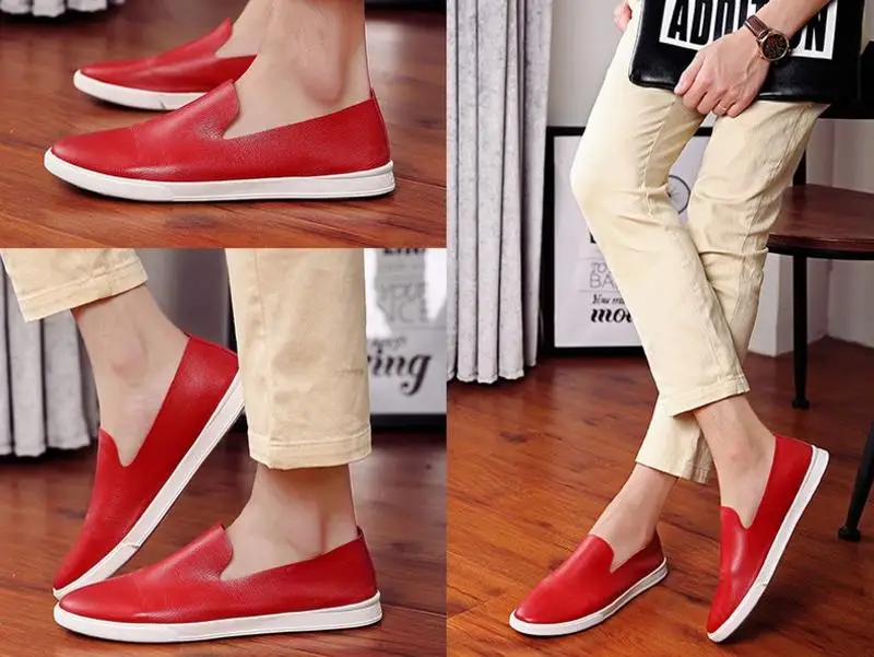 Plus size men shoe fashion platform PU leather flat slip on loafers man casual single shoes zapatillas deportivas zapatos hombre | Обувь