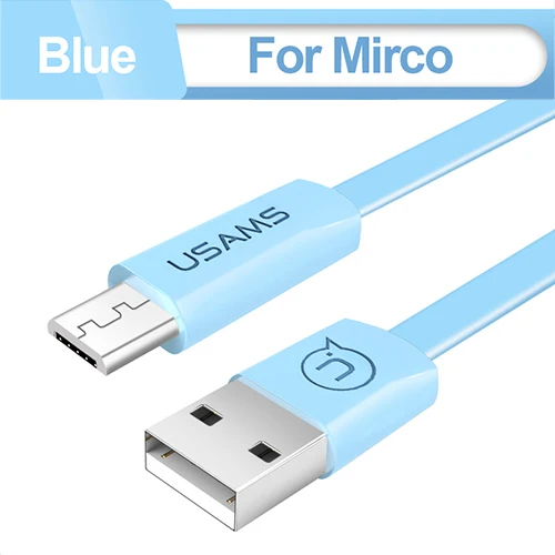 USAMS USB кабель для iPhone type C Microusb зарядное устройство для передачи данных Зарядка Micro USB кабель для Android кабели для мобильных телефонов шнур - Цвет: Blue for Micro