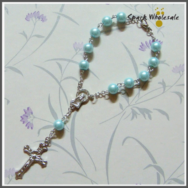 50 шт./лот многоцветный браслет с жемчугом и стеклом розари Религиозный