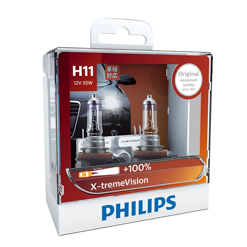 Philips H11 12V 55W PGJ19 2 X treme Vision автомобильная фара яркая лампа разрешение 100% больше
