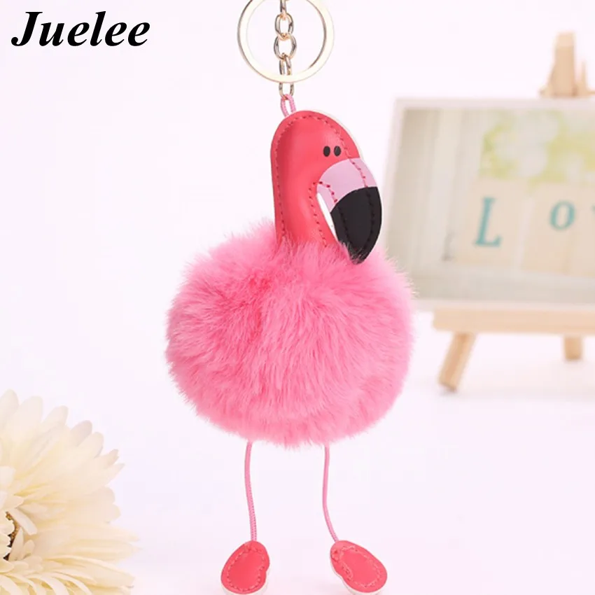 Брелок для ключей Juelee из искусственной кожи PU с фламинго|fluffy key chain|key chainkey chain fluffy |