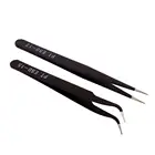 2 шт. Нержавеющаясталь Изогнутые Прямой пинцет Наращивание ресниц Пинцет заостренных щипцов, профессиональный инструмент для ногтей #260781