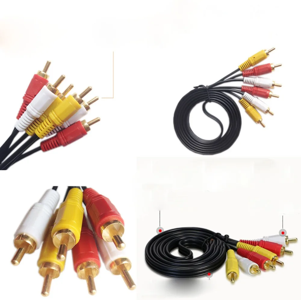 3RCA штекер на 3 RCA мужской Композитный Аудио Видео AV кабель Линия DVD TV VIDEL 3X 1 5 м|3 rca|av cableaudio video |