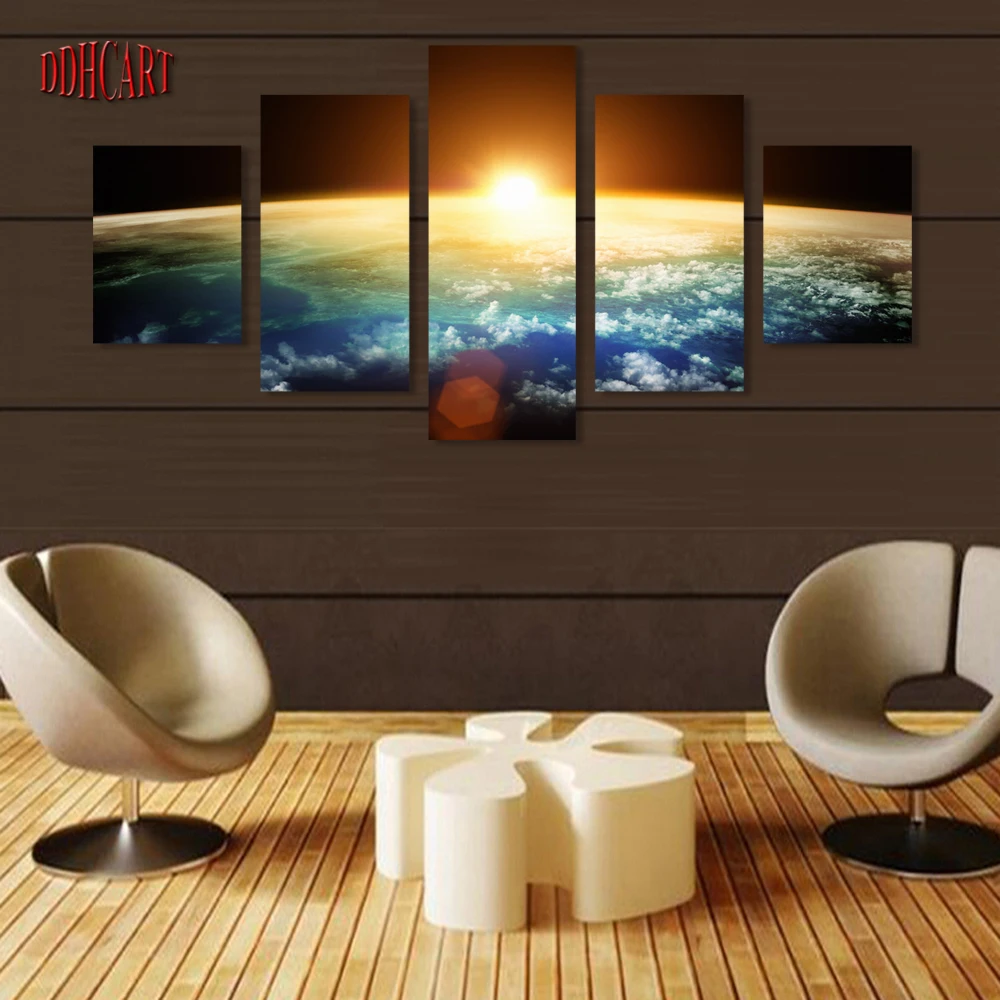 5 Шт. Холсте Стены Репродукции Живописи Пространство Картина Холст Домашнего