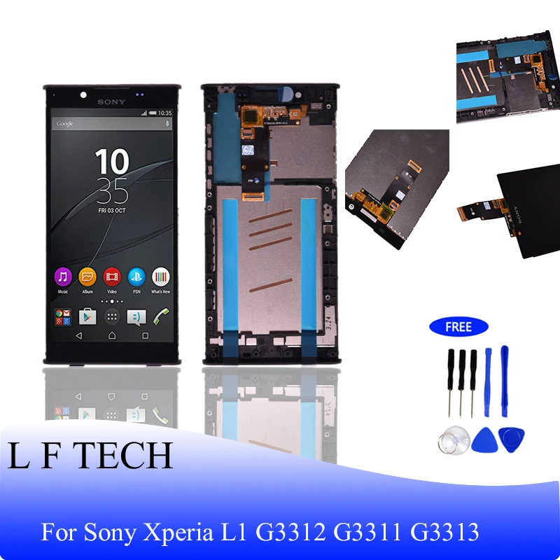 ЖК дисплей для Sony Xperia L1 G3312 5 дюймов оригинальный экран в сборе и сенсорная панель