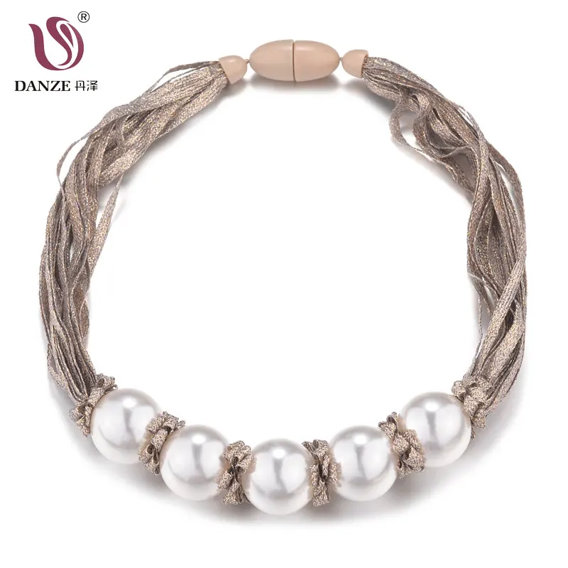 Женские ожерелья-Чокеры с большим жемчугом DANZE 5 цветов букет блестками большой