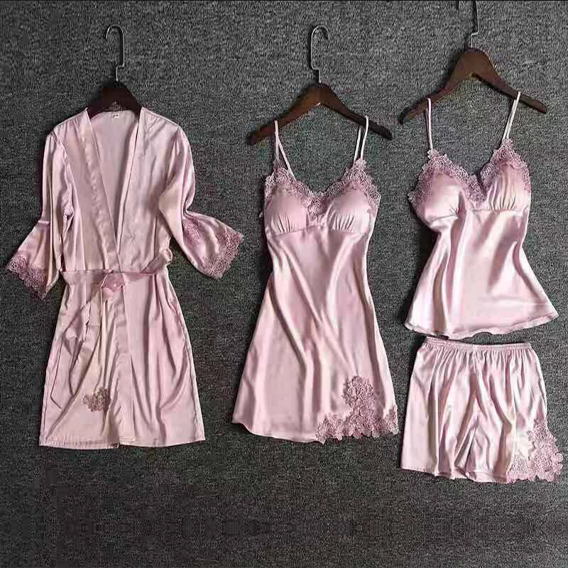 BZEL Sexy Bathrobe Women Lace Robe Sets Pijamas Nightgown 6 Color Bridesmaid Wedding Sleepwear Nightwear Lingerie Underwear |