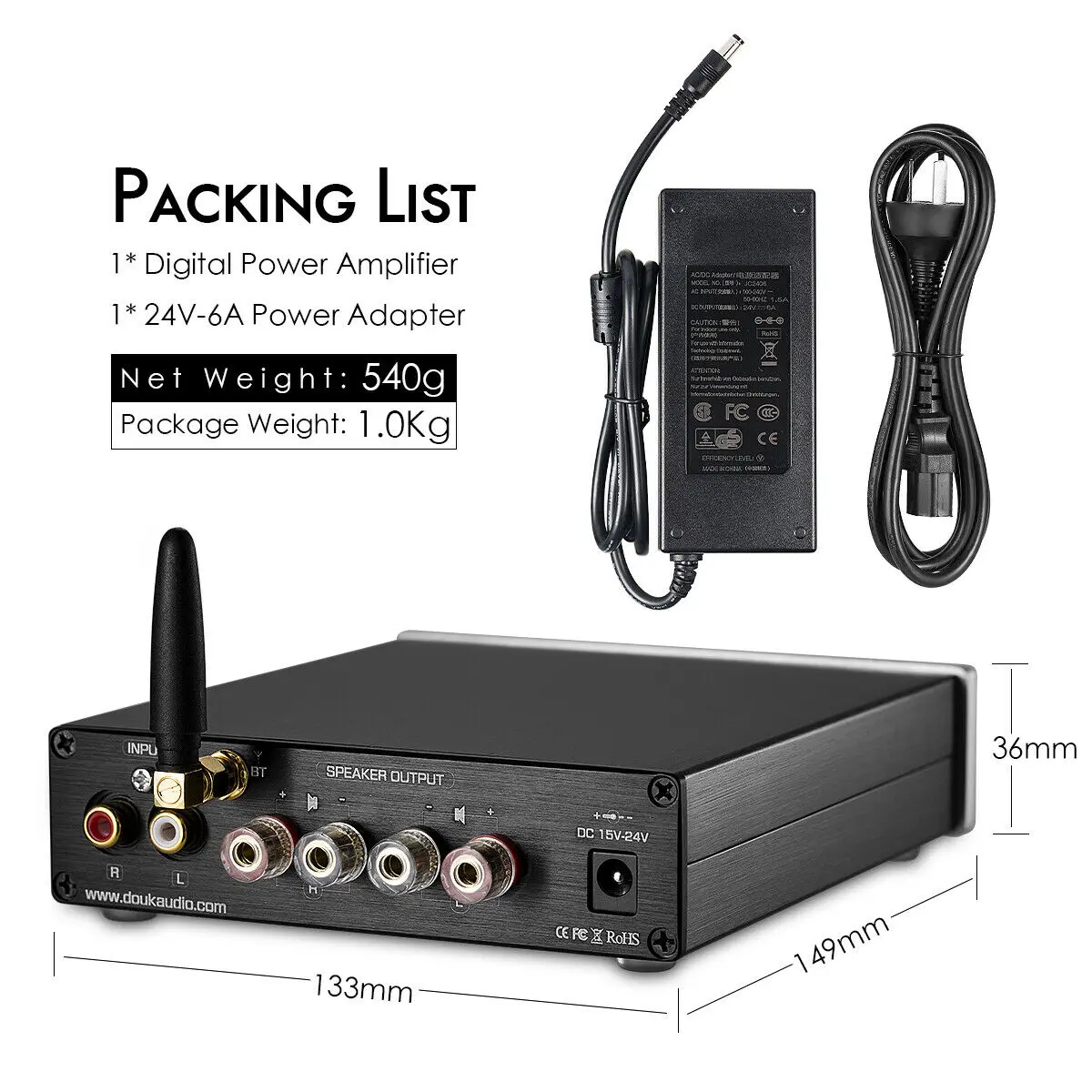 Nobsound HiFi TPA3116 Bluetooth 5,0 APTX ES9018K2M DAC стерео класса D усилитель мощности усилитель для наушников 100 Вт* 2