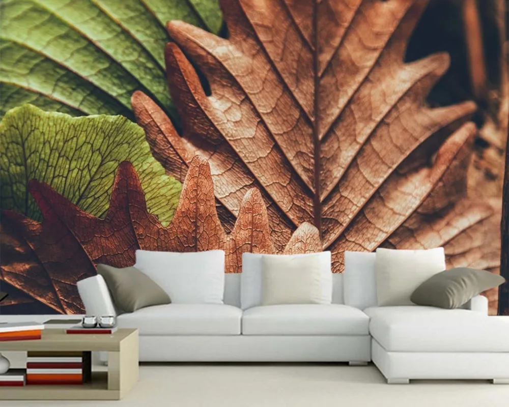 3d обои с листьями для гостиной ТВ диван настенная спальня кухня дома декор