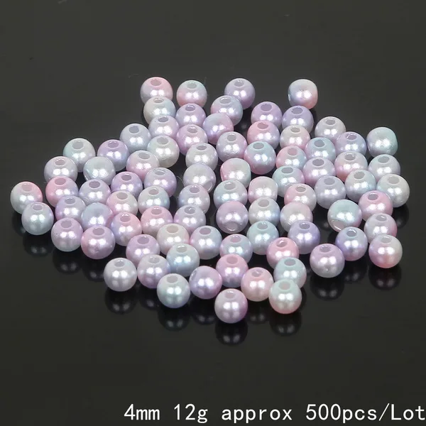 4mm 500Pcs 50-500 шт размер 4 мм 6 мм 8 мм 10 мм многоцветный пластик ABS свободные жемчужные бусины для скрапбукинга DIY ювелирных изделий ручной работы - Цвет: 4mm 500Pcs