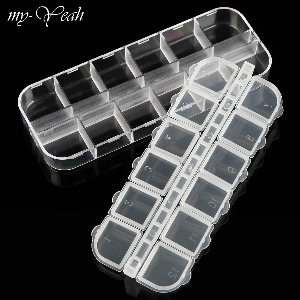 12 сетки прозрачный дизайн ногтей пустой пластиковый чехол Стразы для хранения