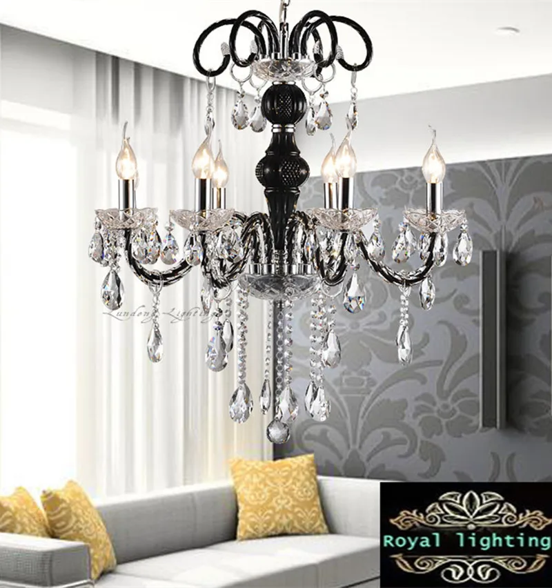 Children room light fixture mini black Red crystal chandelier for dining bedroom color luminaria candle E14 led |