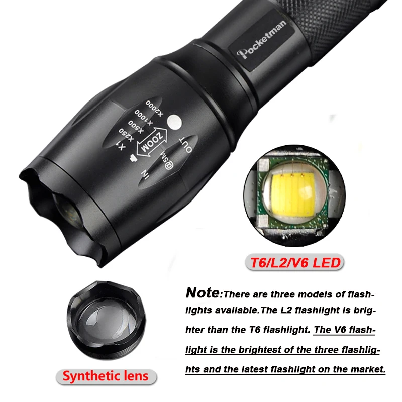 10000 лм светодиодный тактический вспышки светильник T6/L2/V6 фонарь зум вспышка