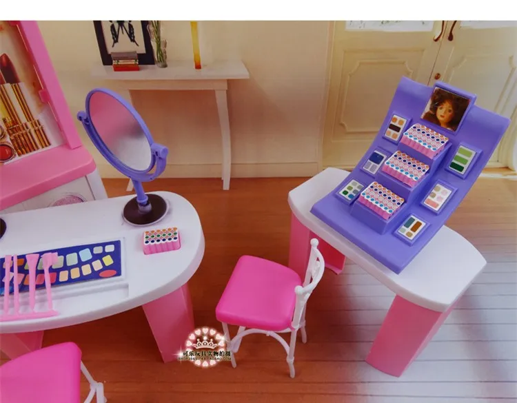 Новинка для Барби Фотофон розовый центр мечты Туалетная комната макияж девочка