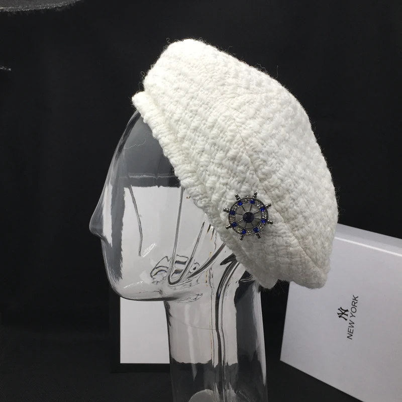 Han edition beret hat and female joker Japanese painter cap student pumpkin ins octagon boom knitting | Аксессуары для одежды
