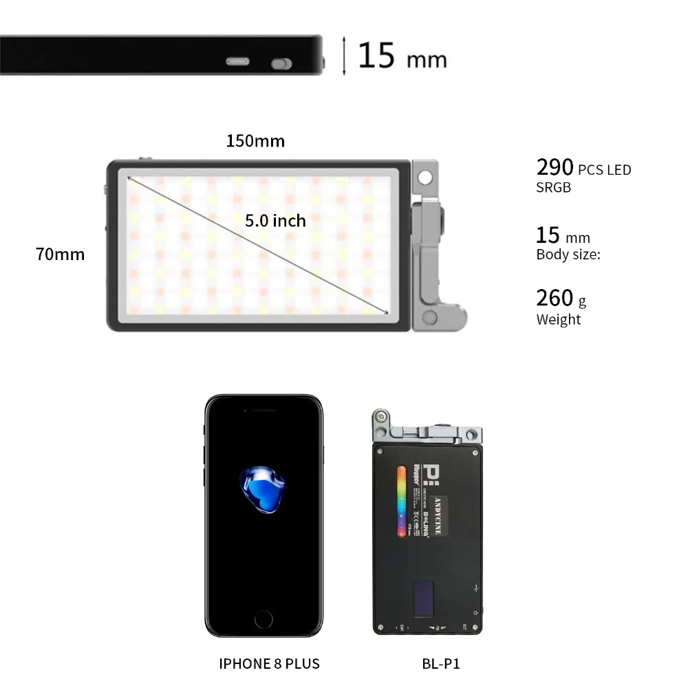 Карманный светодиодный RGB мини светильник для камеры портативный