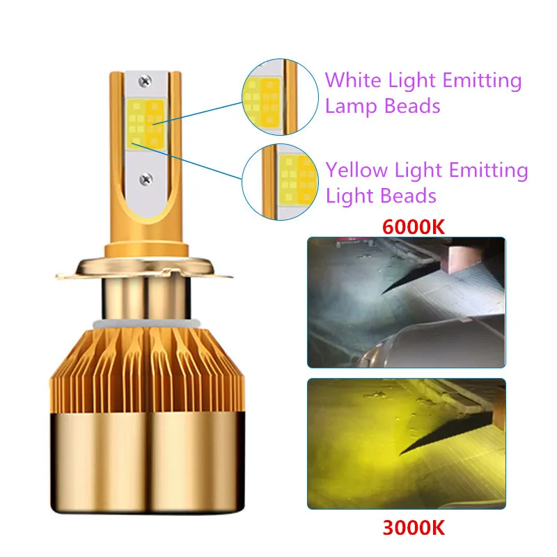 CS Автомобильные фары H4 LED H7 светодиодные лампы 3000K 6000K H1 H3 H8 H11 9005 HB3 9006 HB4 880 H27