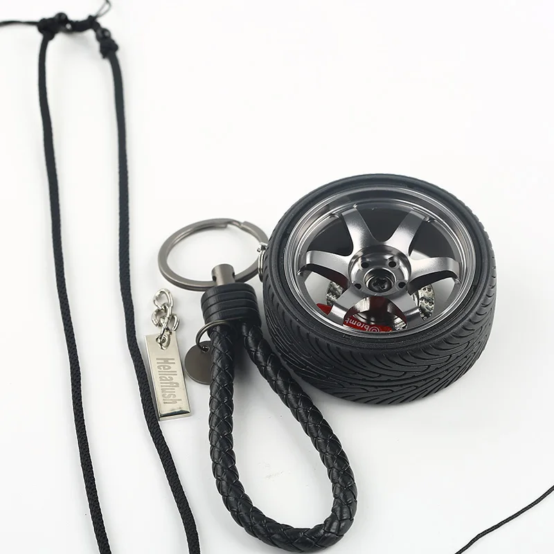 TE37 JDM большой размер обода колеса заднего вида Mirrow Pendent дисковый тормоз+ Bv кожа+ Шина+ веревка(большой размер) брелок hellaflush брелок - Название цвета: Grey-black