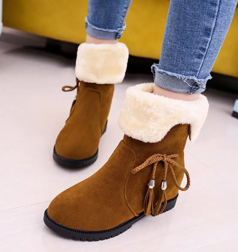 Botas mujer invierno/Брендовые женские сапоги, женская зимняя обувь, женские теплые зимние сапоги на меху, модные сапоги на плоской подошве, черные, коричневые сапоги