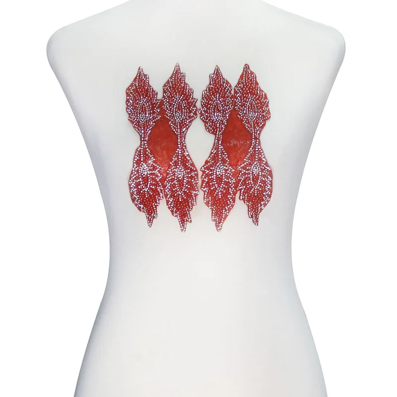 5 зеркальных пар с красными бусинами кристаллами аппликацией утюгом на патчках