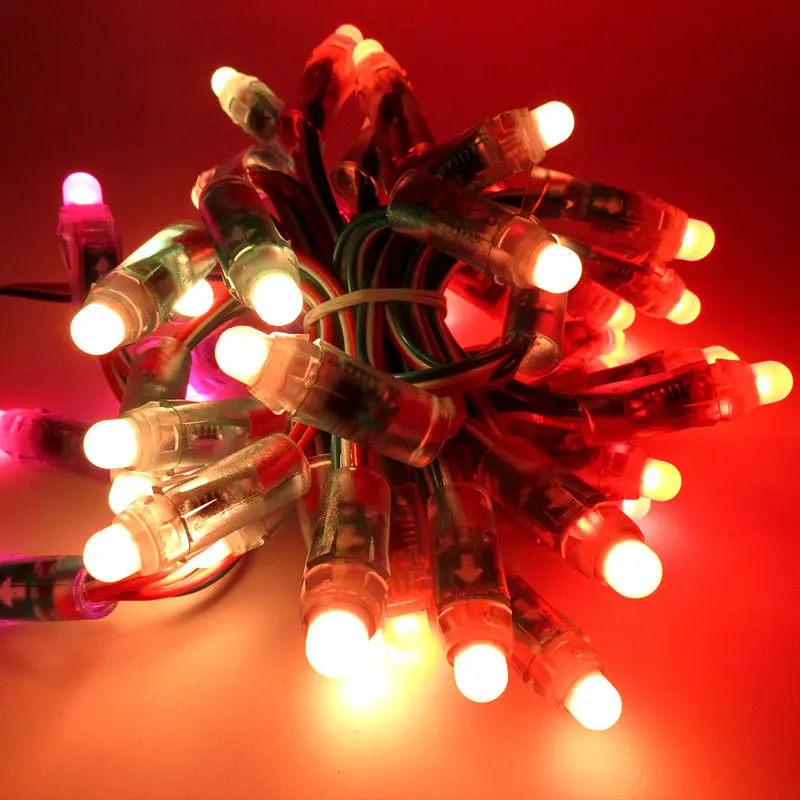 addressable rgb full color digital 12mm WS2811 led pixel string light Round shape 50pcs/string Waterproof IP68 DC5V input | Лампы и
