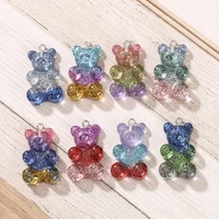20pcs 2030mm gummy bear charms flatback resin cabochons glitter charms for keychain pendant necklace diy making