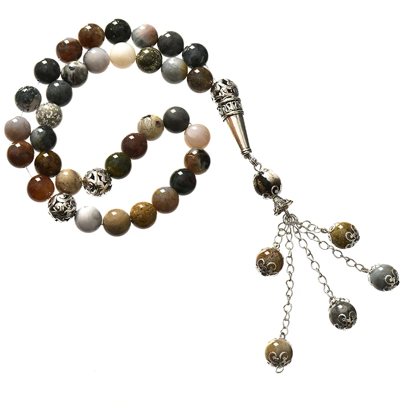 Многоцветный 10 мм круглый морской Агат Молитвенные Четки из бусин ювелирные