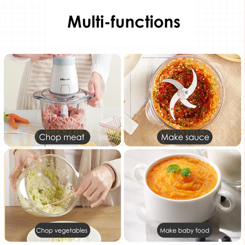 Бытовой Мясорубка с маленьким медведем 2 л большая емкость электрический быстро