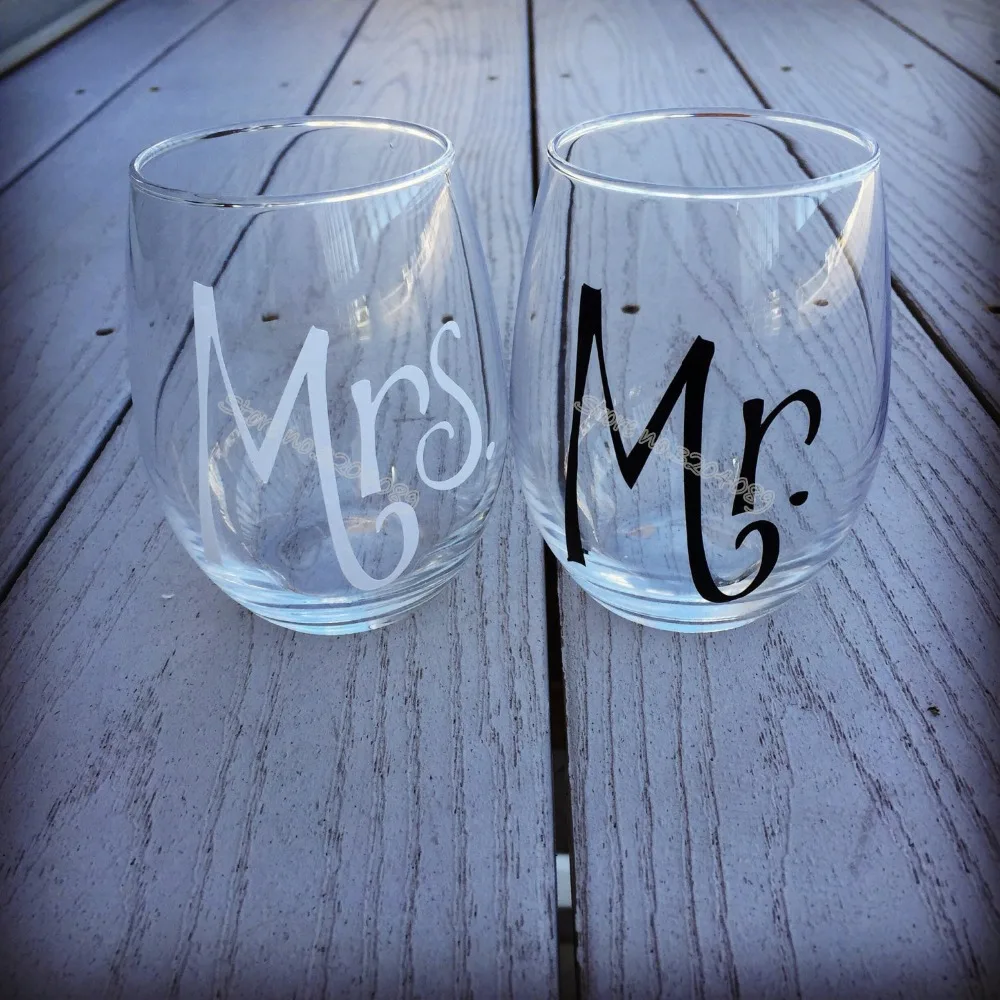 6 шт. Mr & шт Mrs/комплект винно Стекло Стикеры Обручение торжественного обеда
