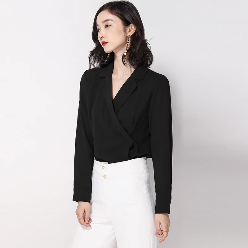 Women Spring &amp Autumn Korean Elegant Shirt Top Office Lady Slim Chiffon Soft Blouses Female Fashion Brand Work Wear Clothing |