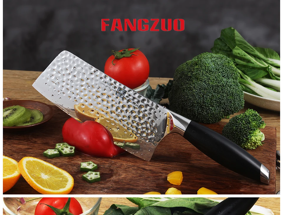 FANGZUO 7 дюймов 440C кухонный рубящий нож из нержавеющей стали Острый кухонный нож Профессиональный Кливер китайский кухонный нож повара