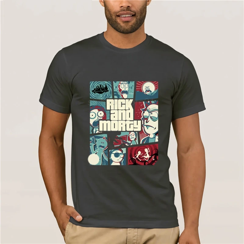 Футболка Rick and Morty GTA 5 стилей 100% хлопок большие размеры розовая футболка с